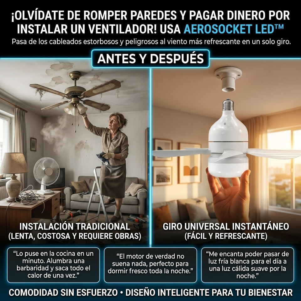AeroSocket LED™ Ventilador de Techo Tipo Bombillo de 6 Aspas control remoto 2