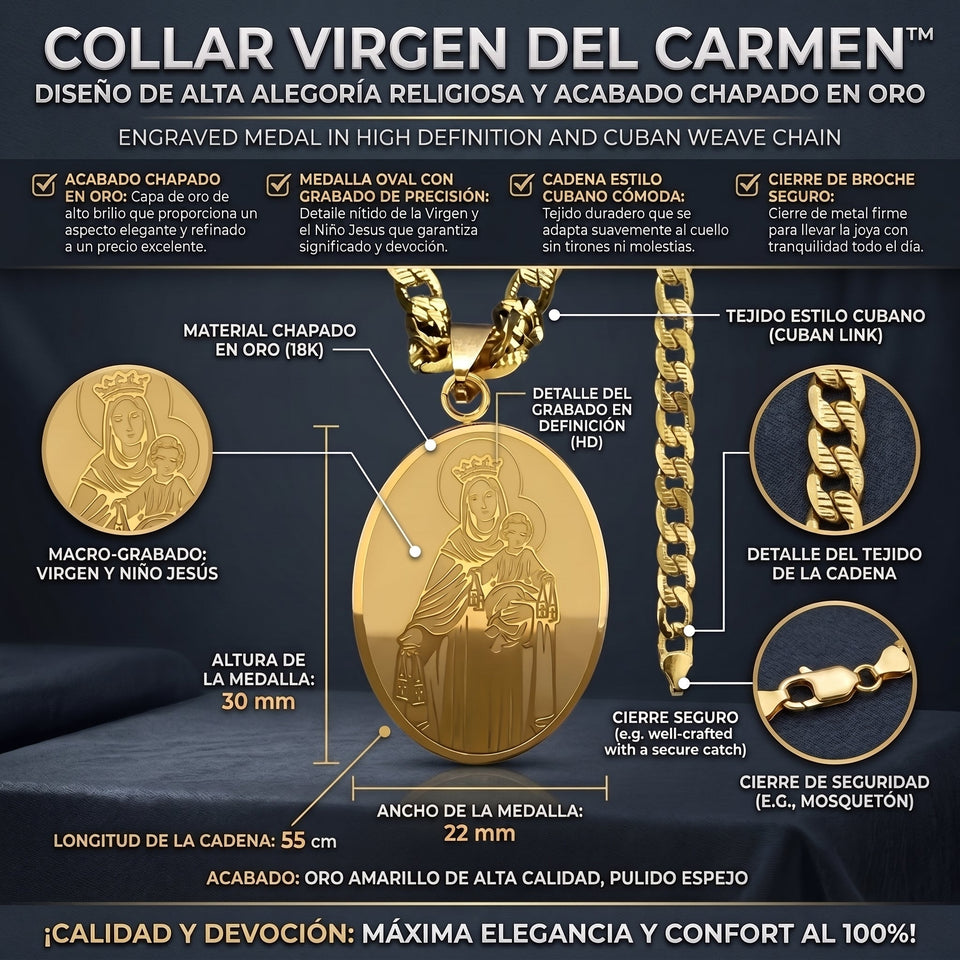 COLLAR VIRGEN DEL CARMEN™ Chapada en Oro 2