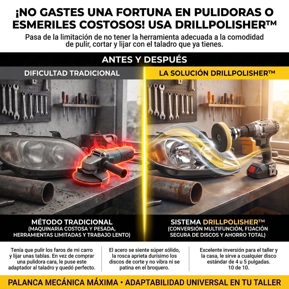DRILLPOLISHER Adaptador Convertidor de Taladro a Pulidora y Esmeriladora Promo 2X1 1