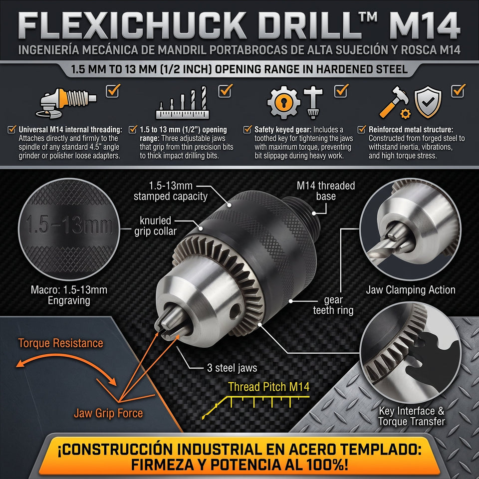 FlexiChuck Drill™ Mandril Adaptador de Taladro para Amoladora Angular 1