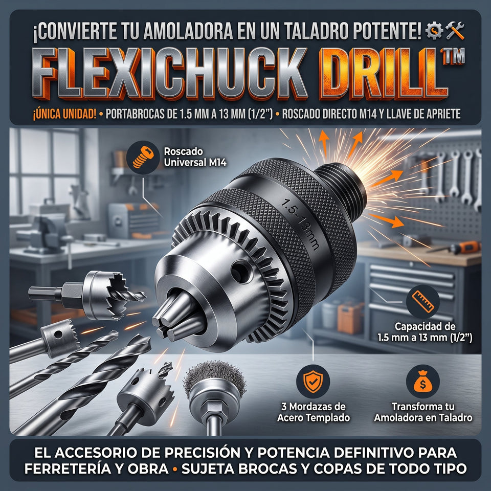 FlexiChuck Drill™ Mandril Adaptador de Taladro para Amoladora Angular 3