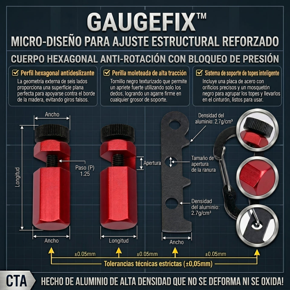 GaugeFix™ Juego de Perillas y Topes de Guía Hexagonales X2 2
