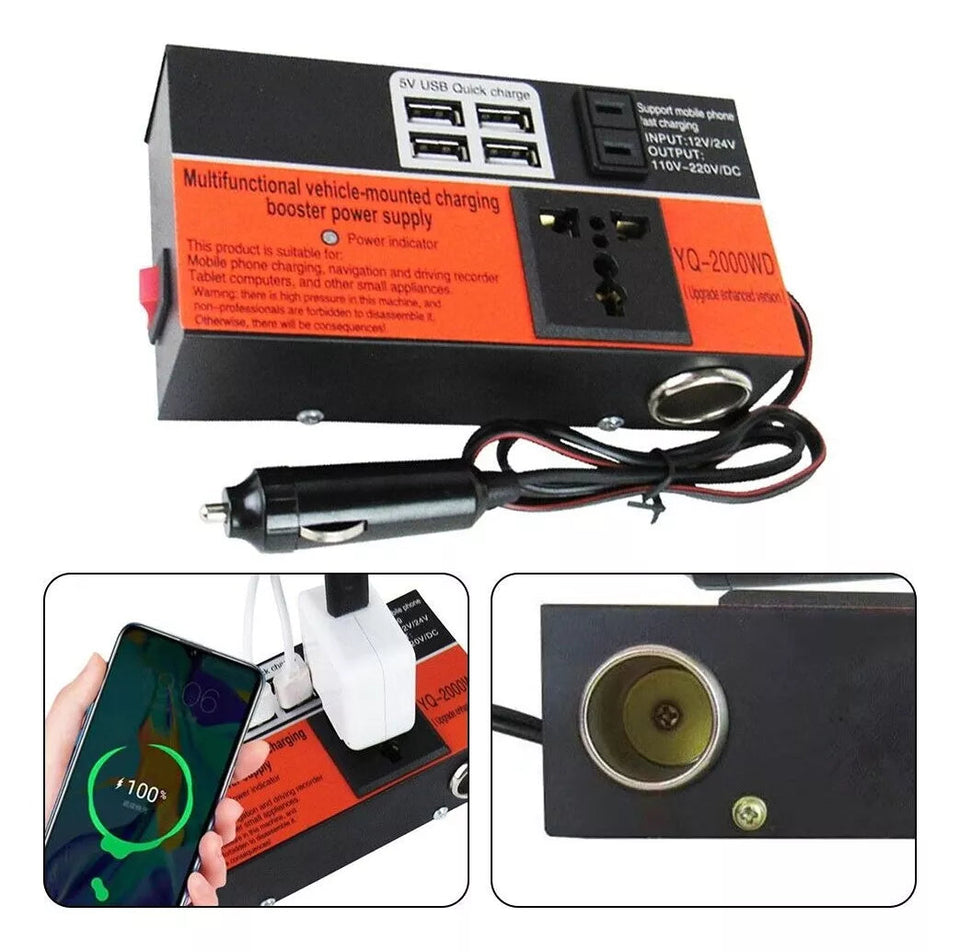 Maxtime - Inversor de Corriente para Carros 12V/24V 110V 2