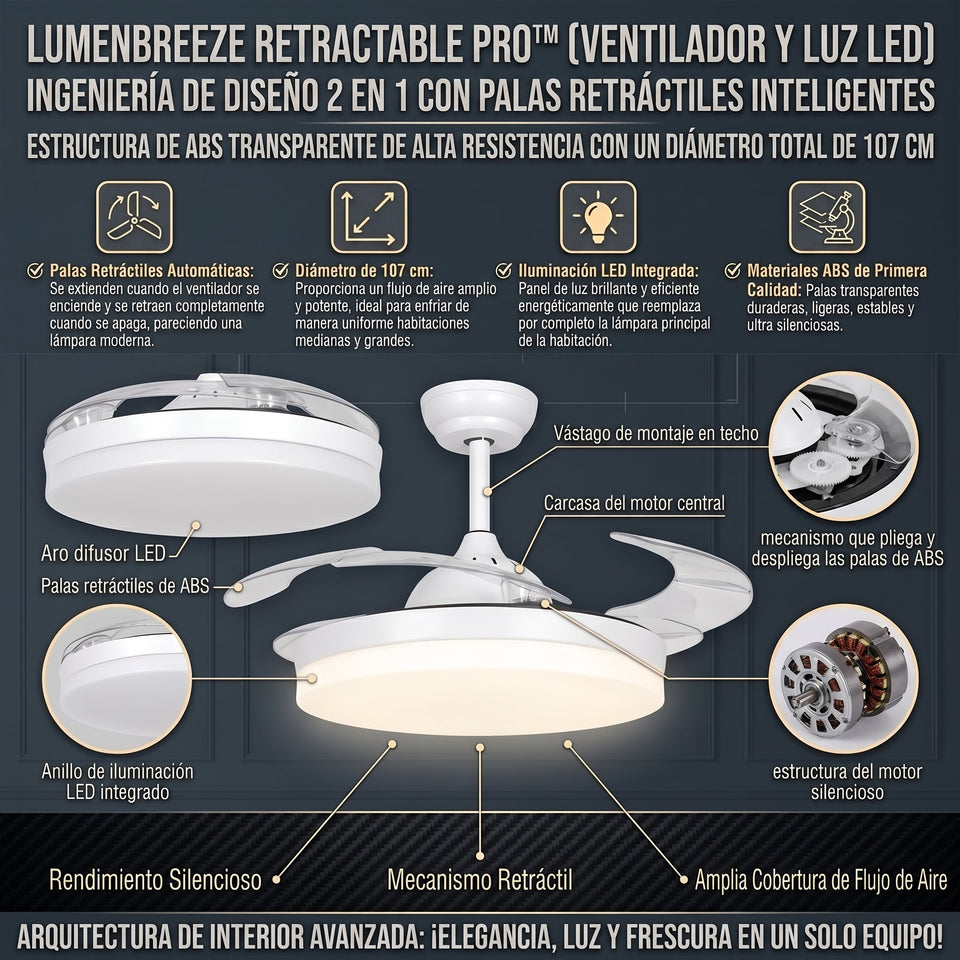LUMENBREEZE™ Ventilador de Techo LED con Aspas Ocultas 2