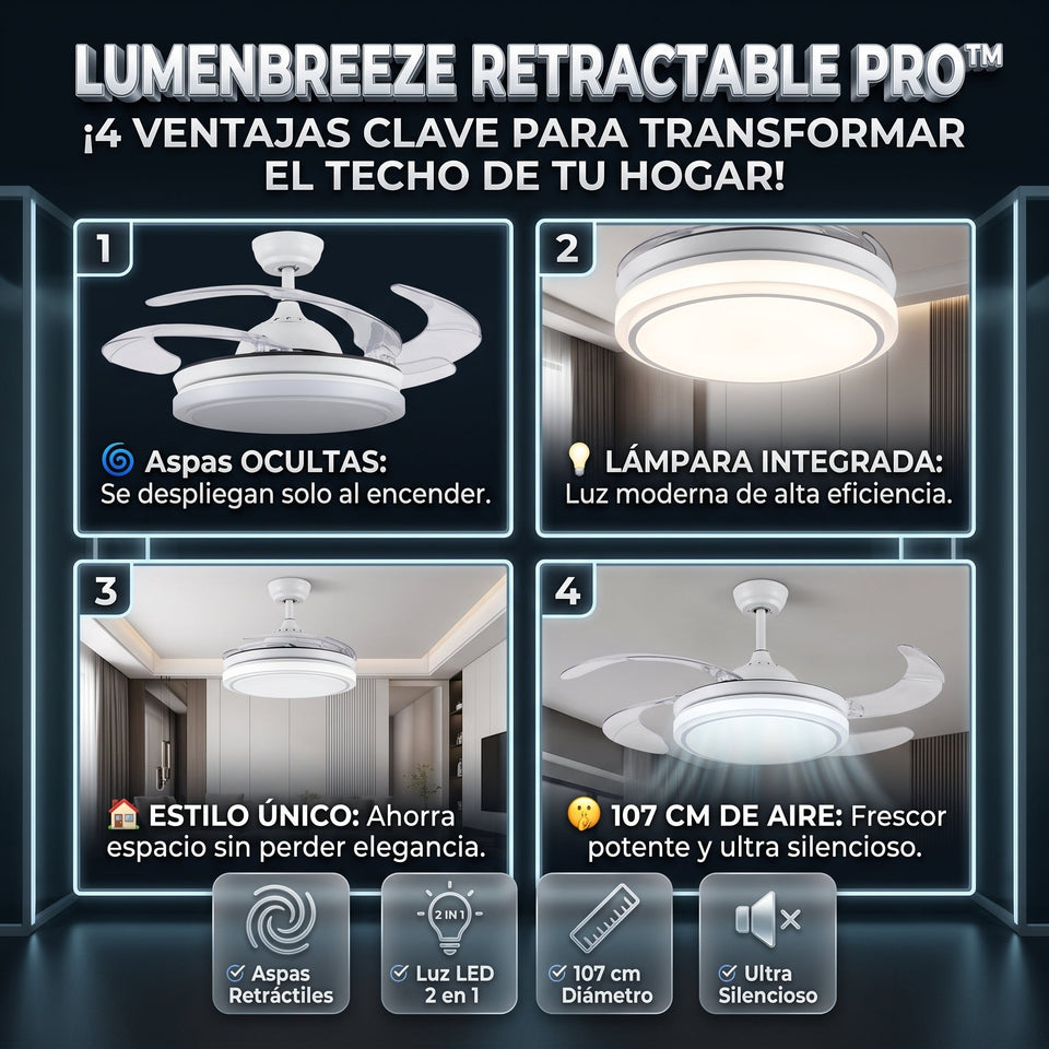 LUMENBREEZE™ Ventilador de Techo LED con Aspas Ocultas 3