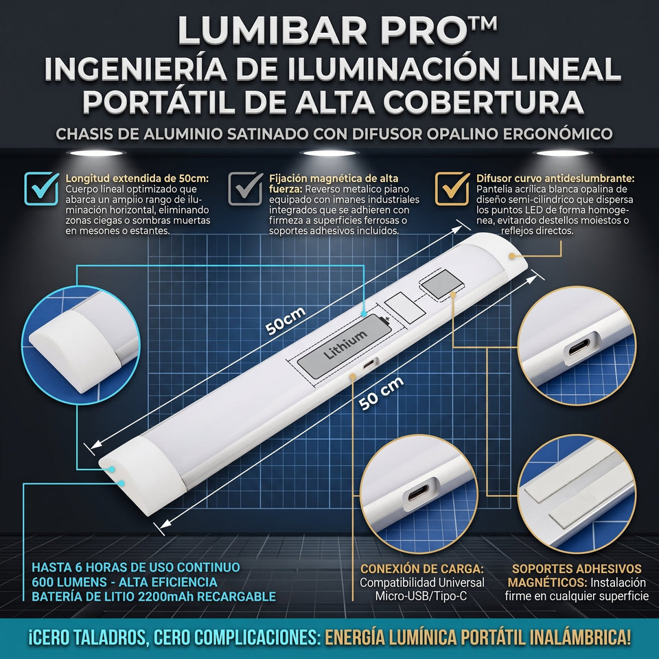 LumiBar PRO™ Lámpara Barra LED Recargable Portátil Magnética x3 2