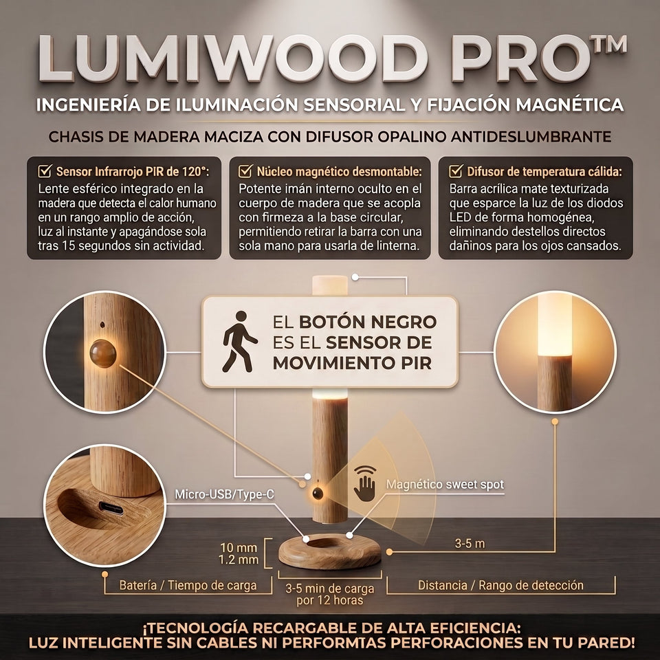 LumiWood PRO™ Luz Nocturna con Sensor de Movimiento X2 und 2