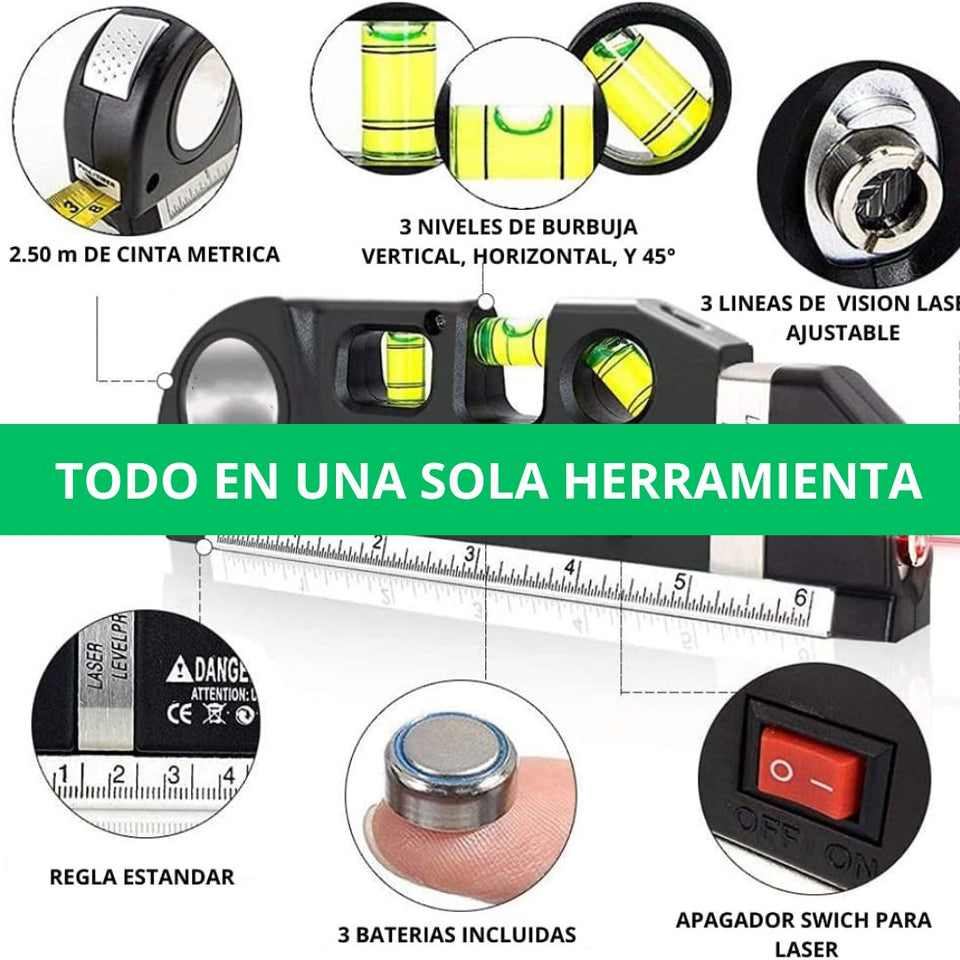 ProLáser FIXIT™ NIVEL + LASER + METRO + REGLA (4 en 1) : ¡Tus proyectos SIN ERRORES , SIN ESTRÉS! 3