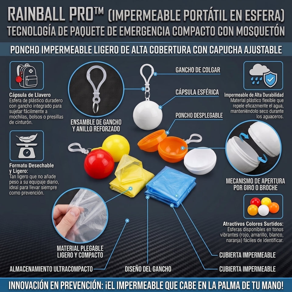 RAINBALL™ Chubasquero Portátil de Emergencia en Llavero Esférico x2 und 2