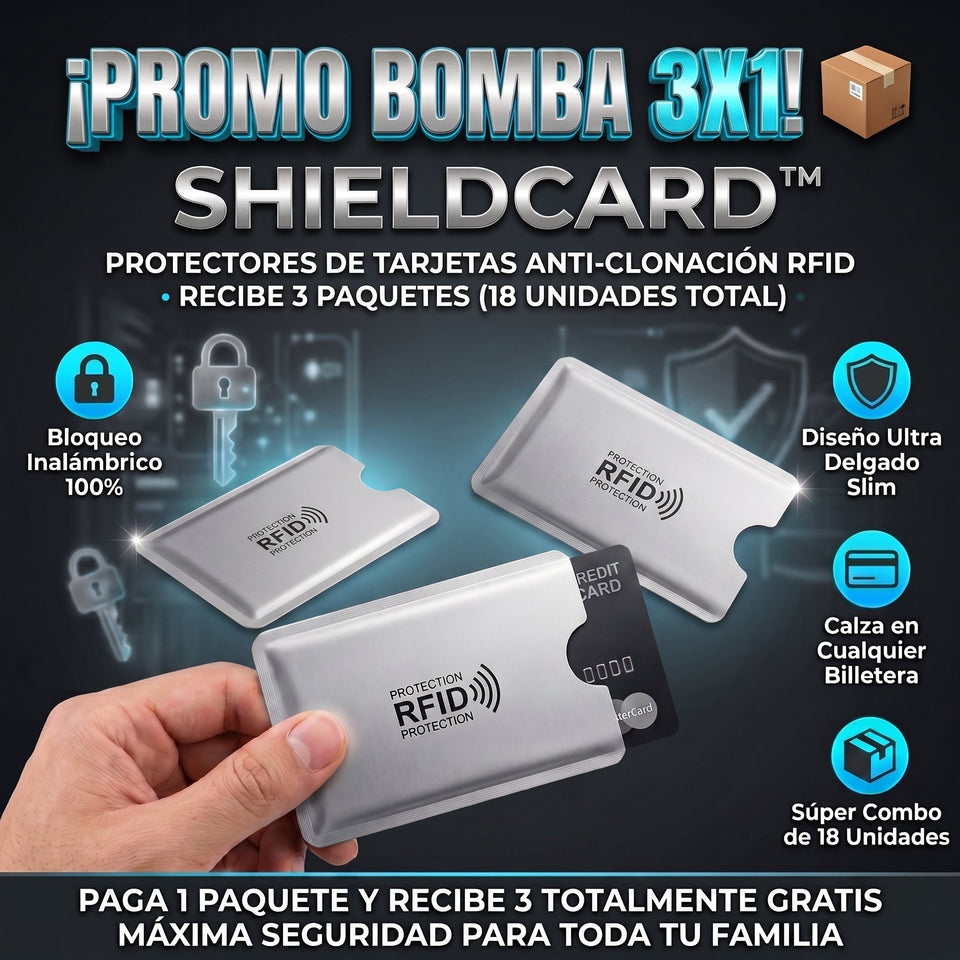 ShieldCard™ Protectores de Tarjetas Anti-Clonación RFID 3x1 3