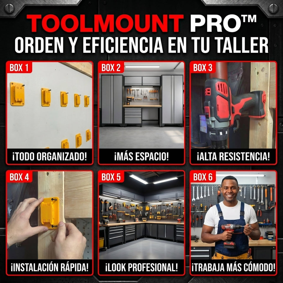 ToolMount PRO™ 2x1 soporte de pared para taladros y baterías dewalt 2