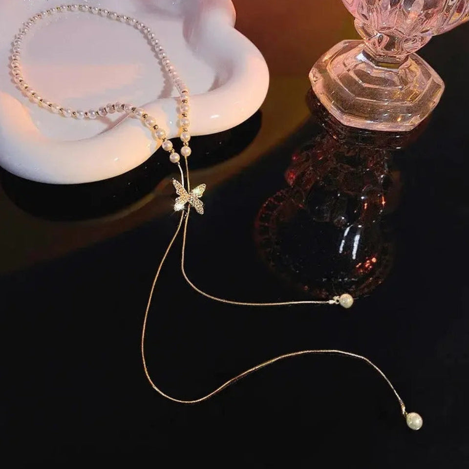 Collar Mariposa con Perlas 2