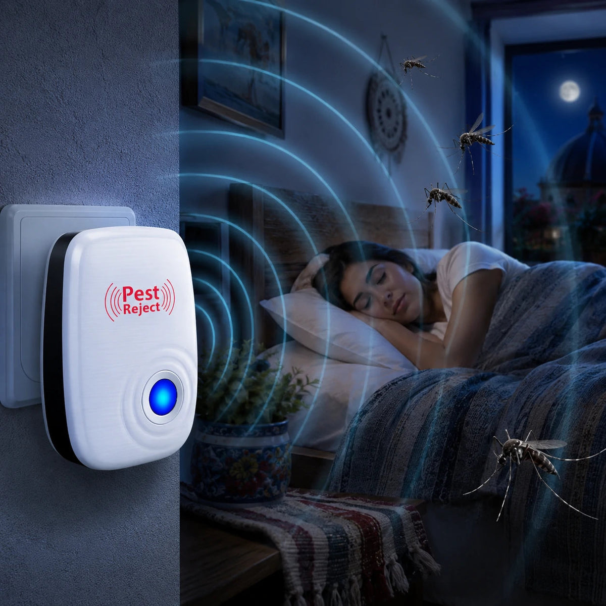Descanso sin mosquitos — funciona de noche