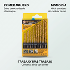 Juego de 13 brocas para metal y madera – Perfora sin desviar
