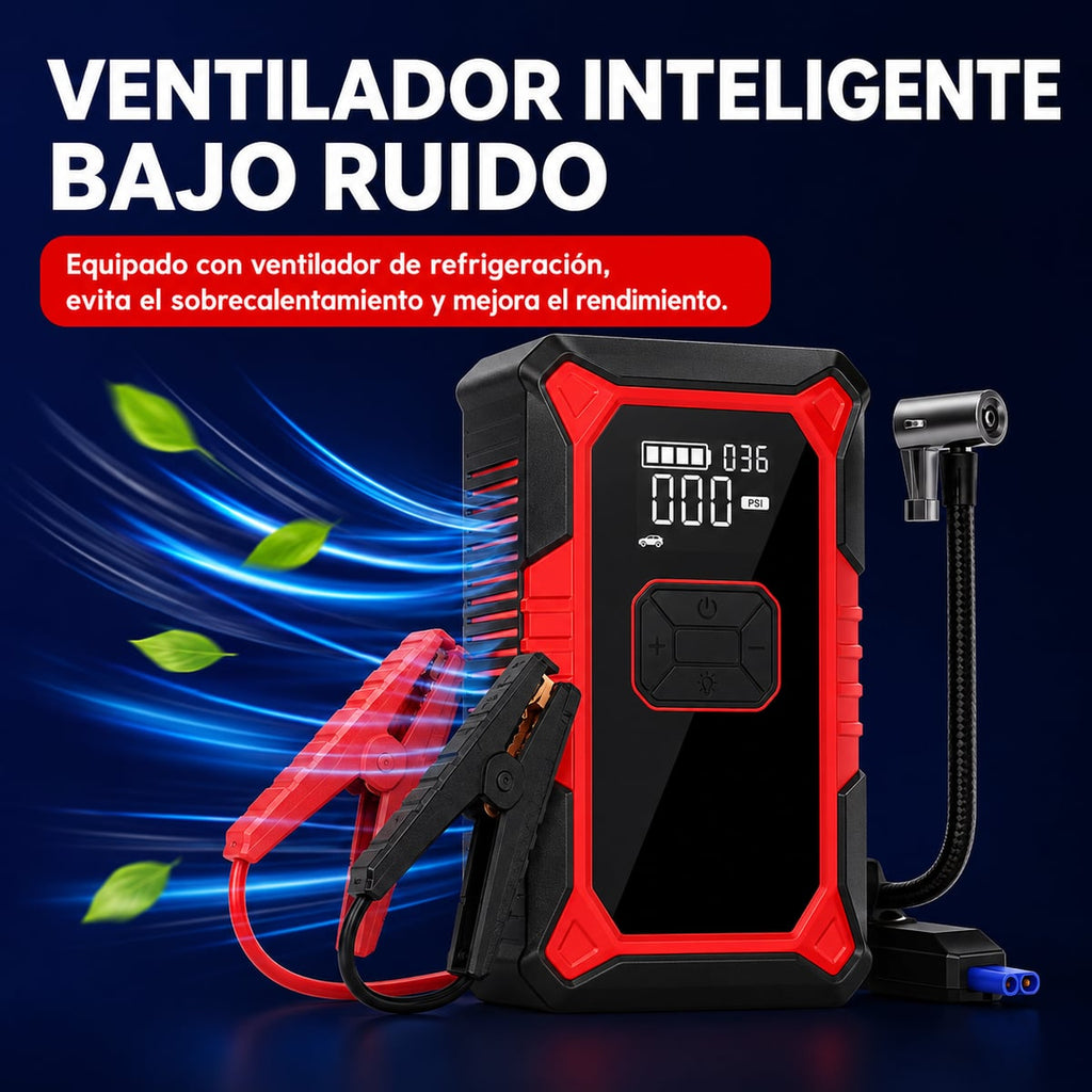 2x1 Arrancador de Baterías e Inflador de Llantas