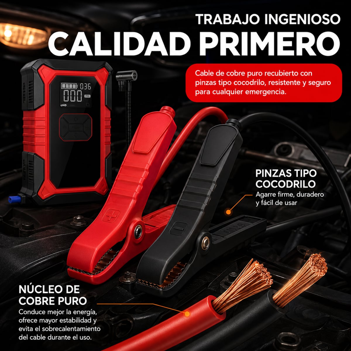 2x1 Arrancador de Baterías e Inflador de Llantas