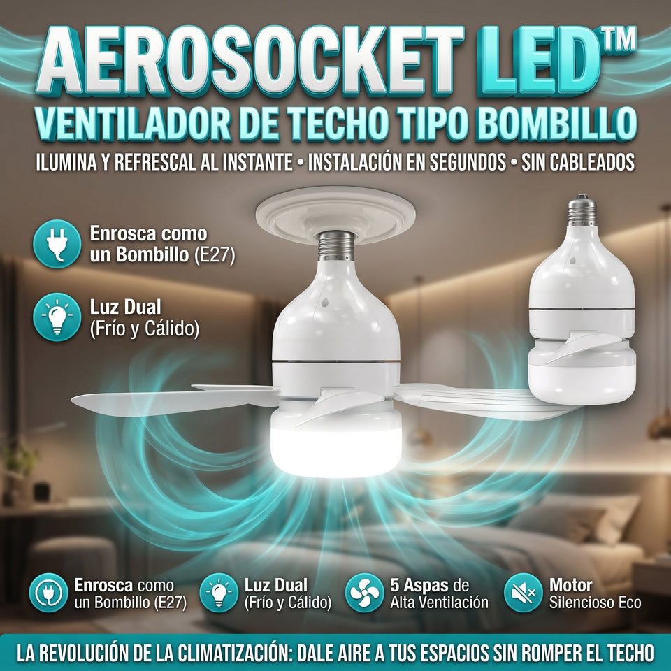 AeroSocket LED™ Ventilador de Techo Tipo Bombillo de 6 Aspas control remoto 3