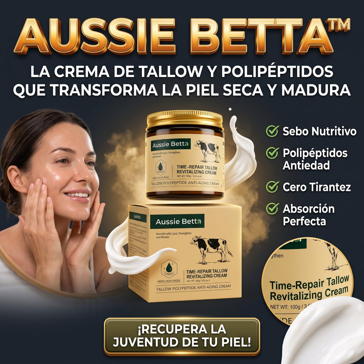 Aussie Betta™ Crema Revitalizante Antiedad de Sebo y Polipéptidos