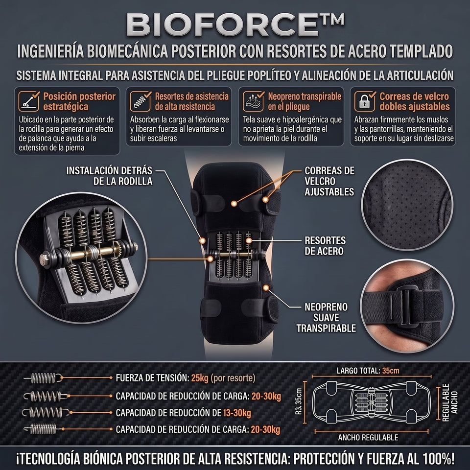 BIOFORCE™ Rodillera Biónica de Soporte Articular con Resortes de Asistencia 2