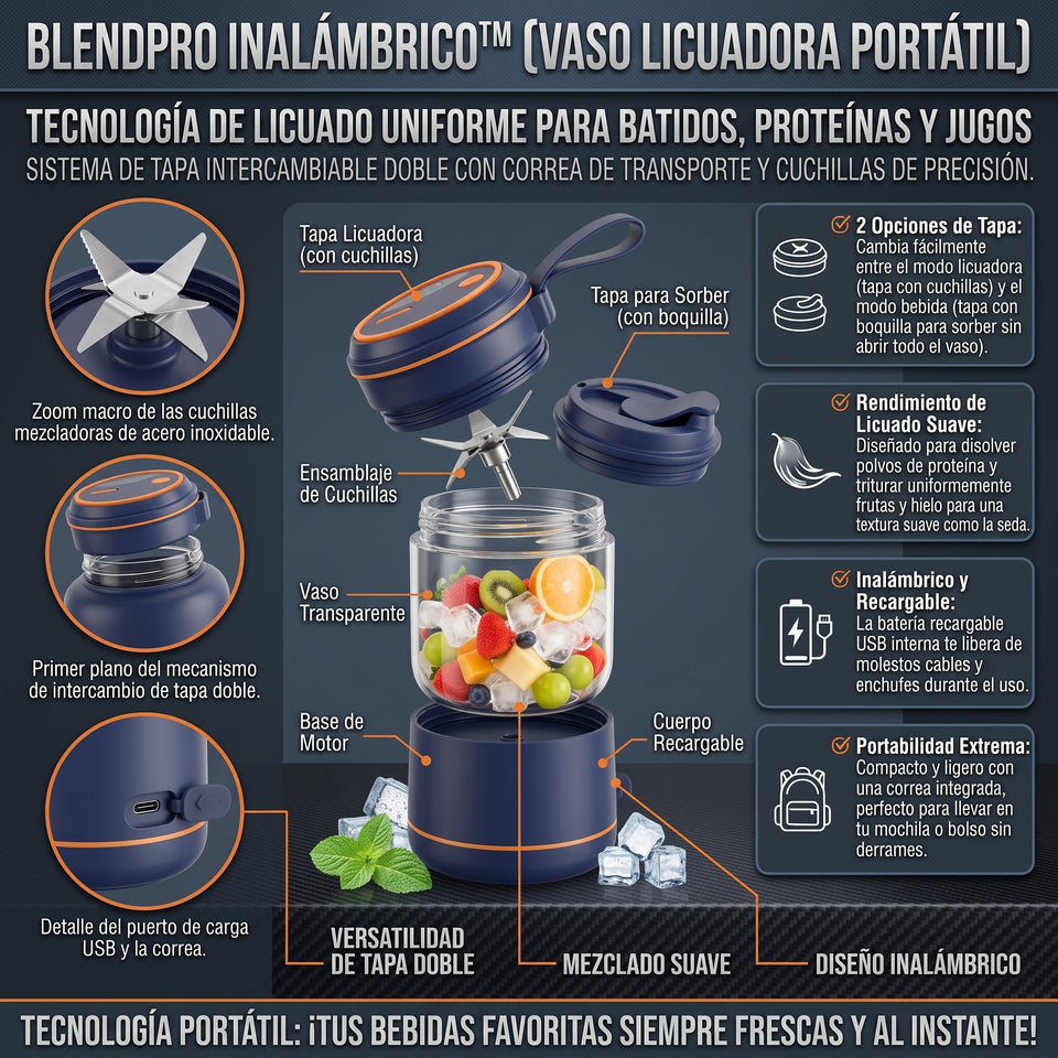 BLENDPRO™ Vaso Licuadora Portátil Inalámbrica Recargable 2