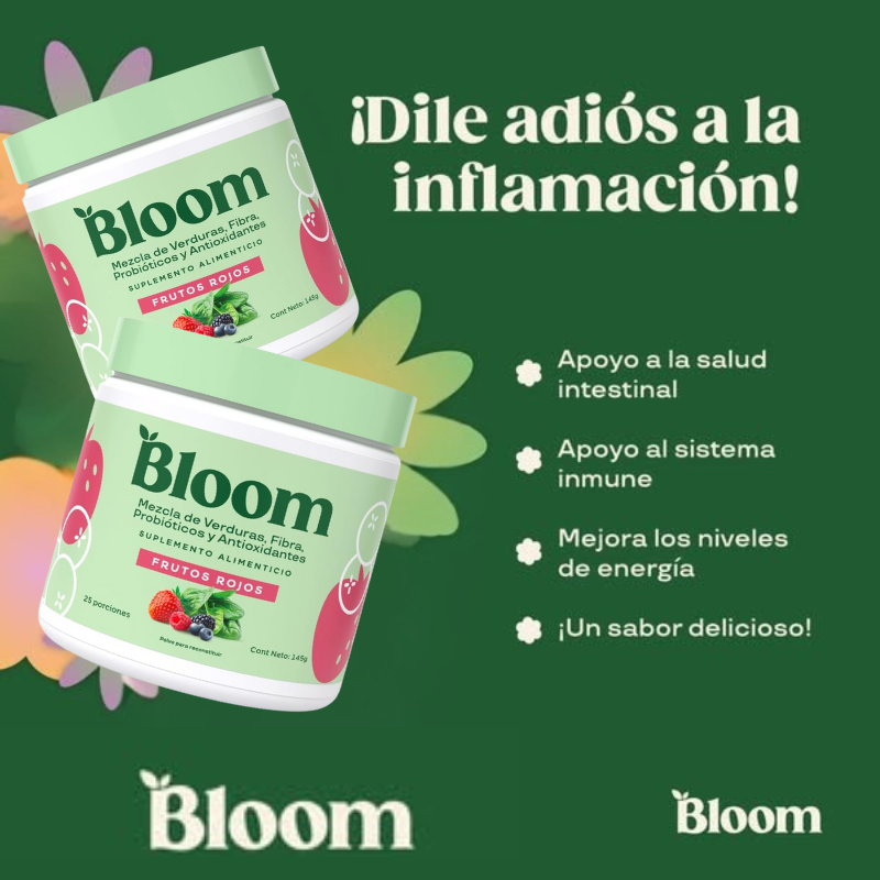 BLOOM®-Mezcla de Verduras, Antioxidantes y Probióticos en polvo Frutos Rojos