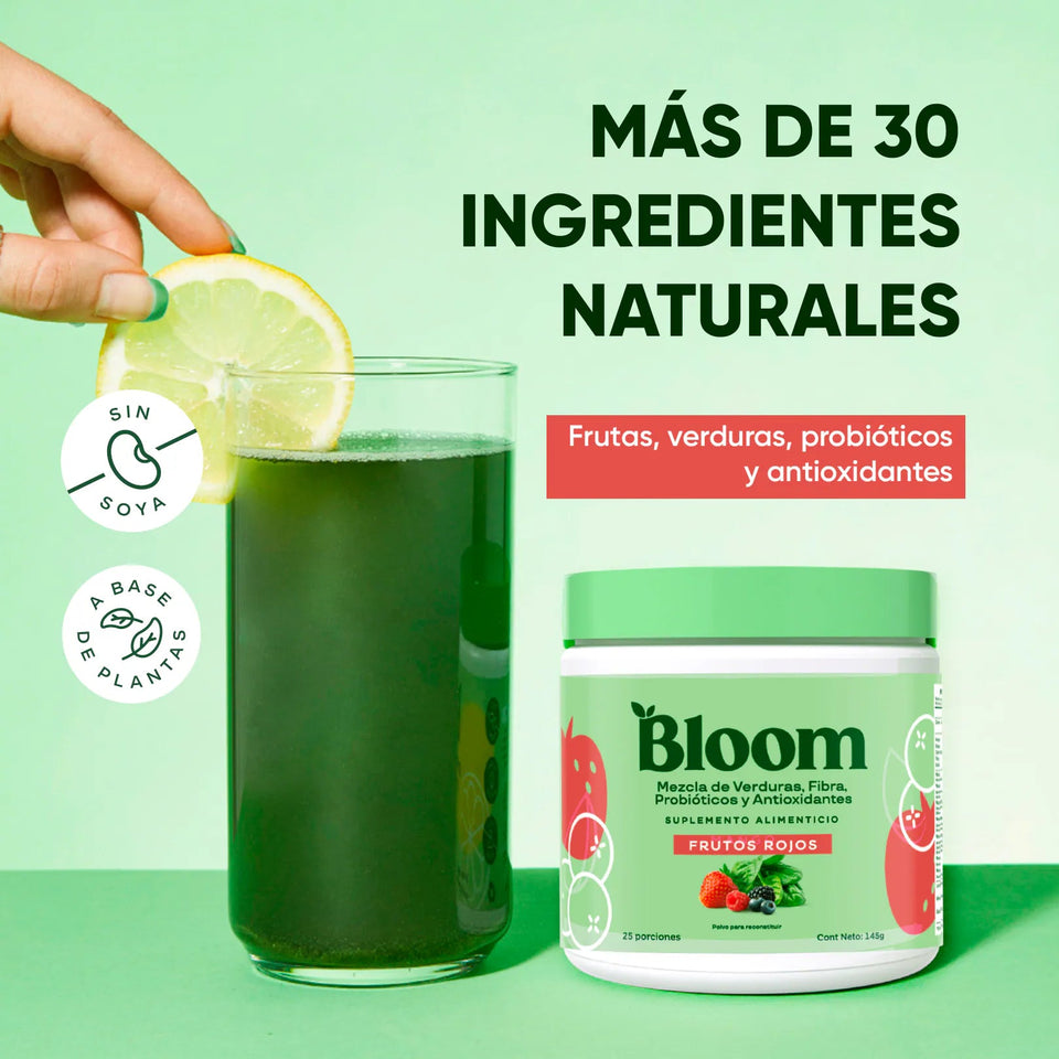 BLOOM®-Mezcla de Verduras, Antioxidantes y Probióticos en polvo Frutos Rojos 1