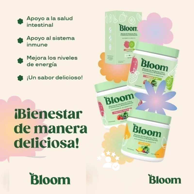 BLOOM®-Mezcla de Verduras, Antioxidantes y Probióticos en polvo Frutos Rojos 3