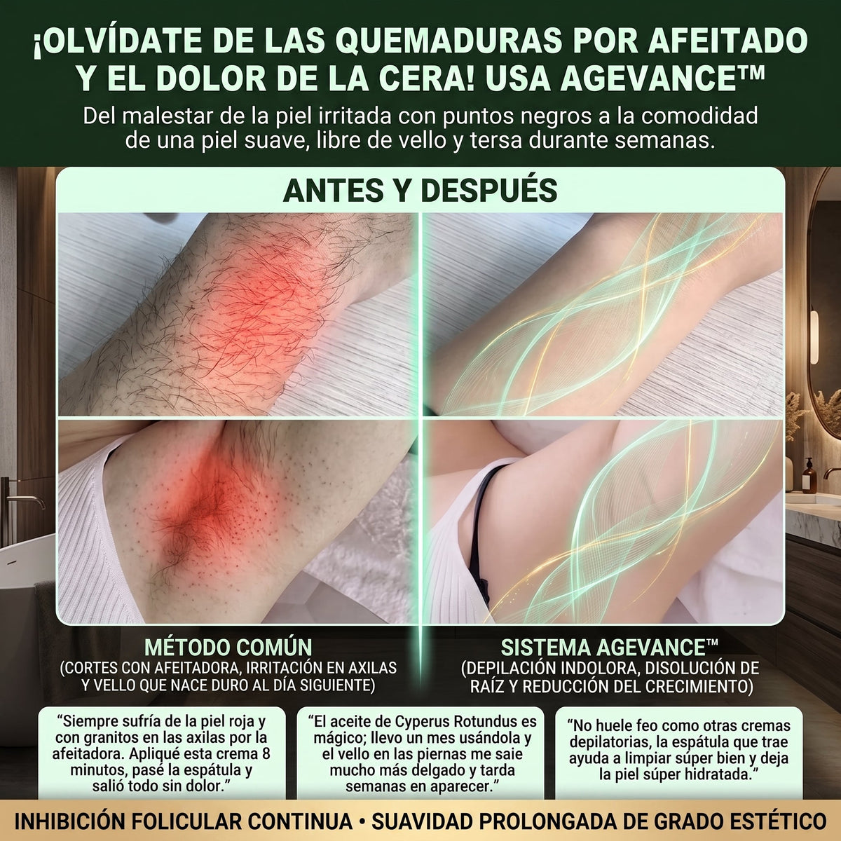 Cyperus Rotundus AgeVance™ Crema Depilatoria e Inhibidora del Vello