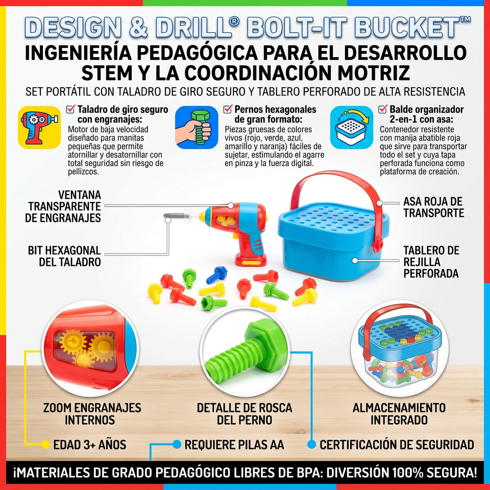 Design & Drill® Bolt-It Bucket™ Juego de construcción y motricidad 2