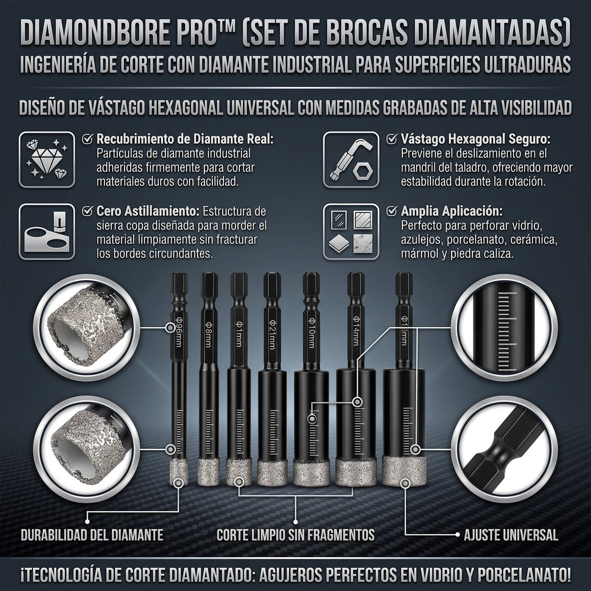 DiamondBore™ Brocas de Diamante para todo tipo de material