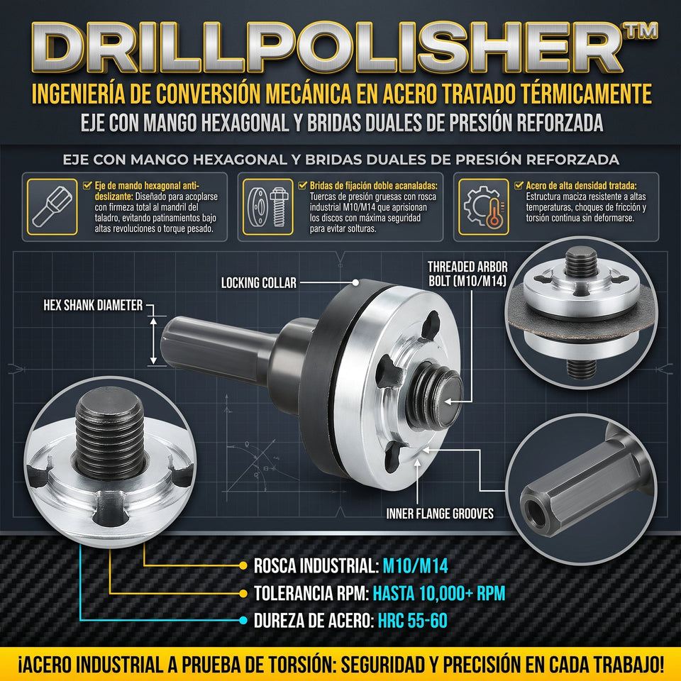 DRILLPOLISHER Adaptador Convertidor de Taladro a Pulidora y Esmeriladora Promo 2X1 2