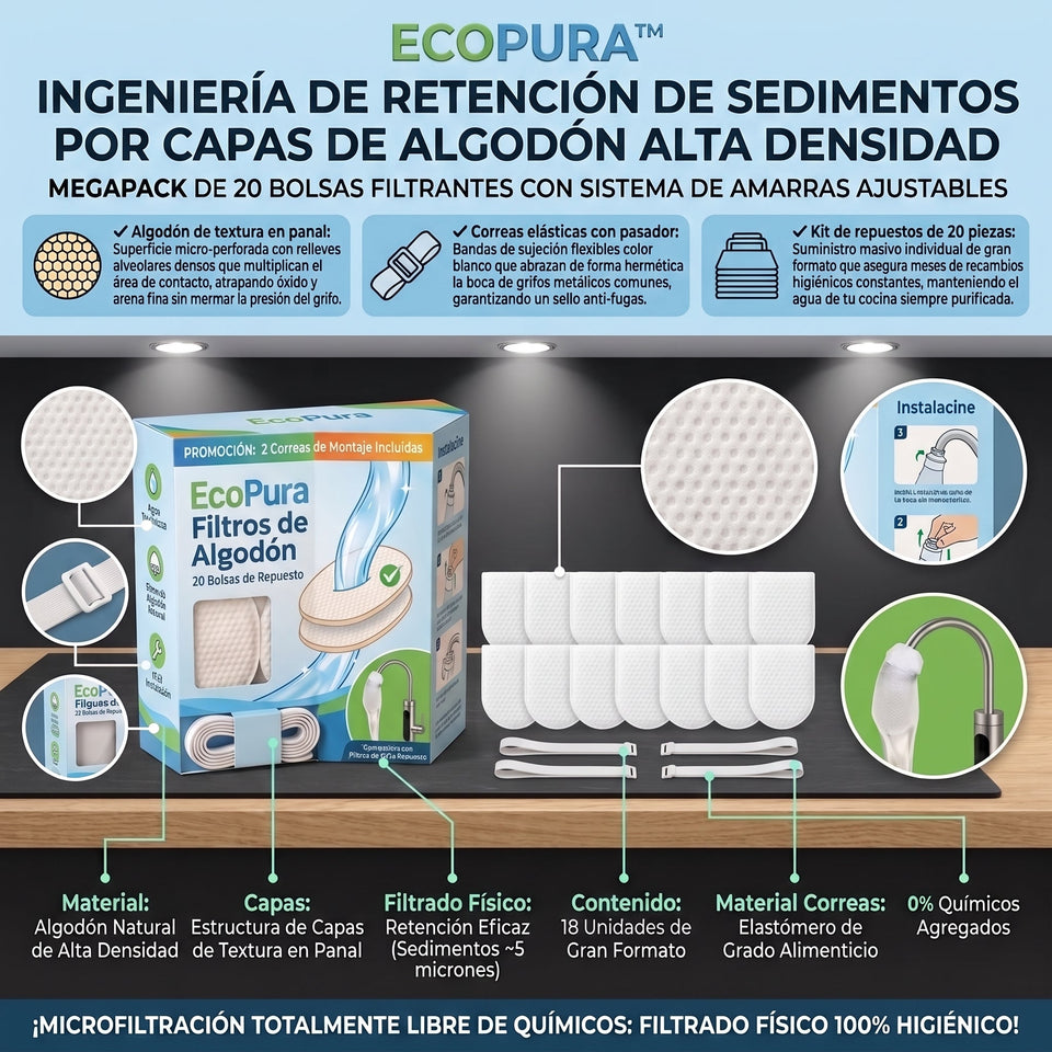EcoPura™ Filtros de Algodón para Grifo de Cocina x 2Ound 2