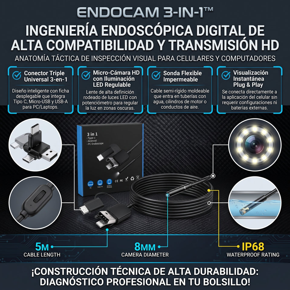 ENDOCAM 3-IN-1™ Cámara de Inspección Endoscópica 2