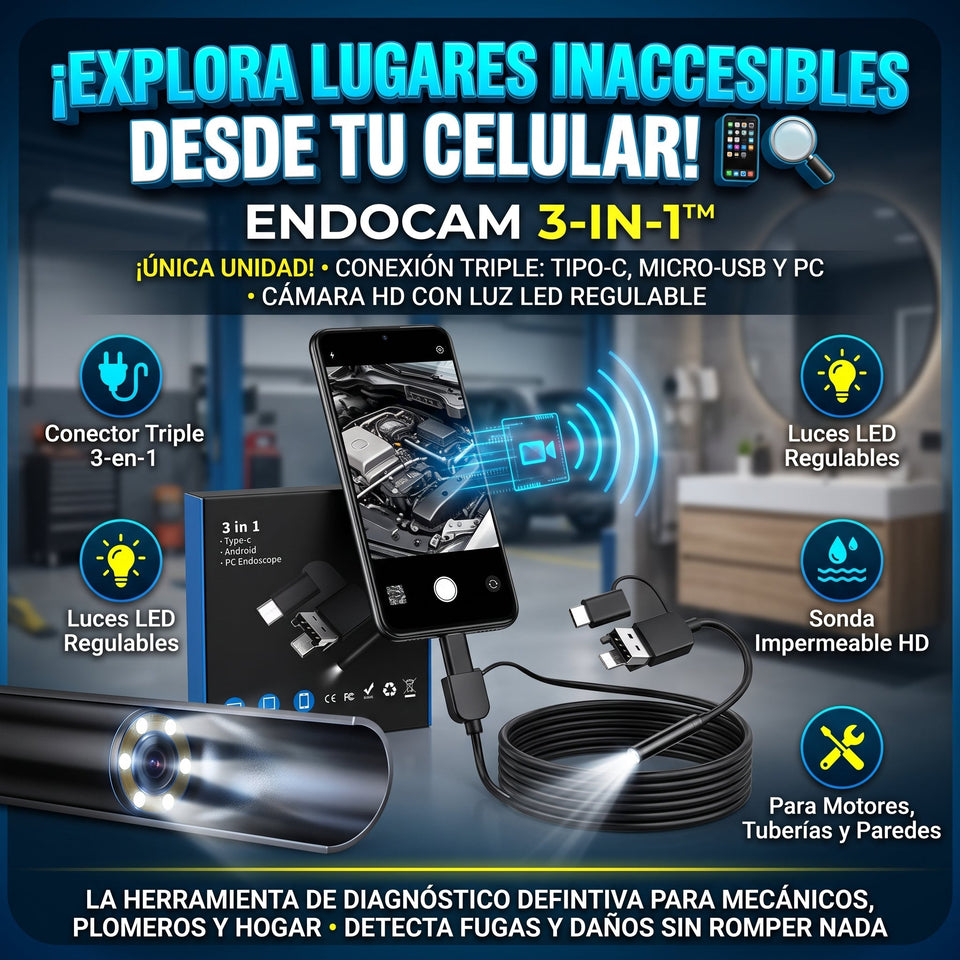 ENDOCAM 3-IN-1™ Cámara de Inspección Endoscópica 3