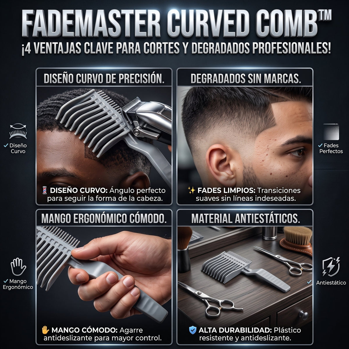 FADEMASTER™ Peine de Posicionamiento Curvado Profesional