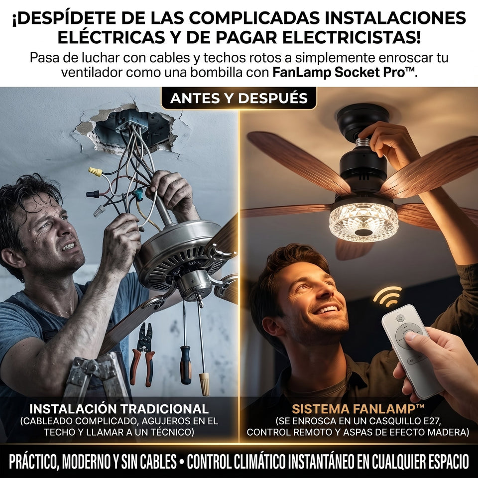 FANLAMP™ Lámpara de Techo LED Aspas Efecto Madera y Rosca E27 1