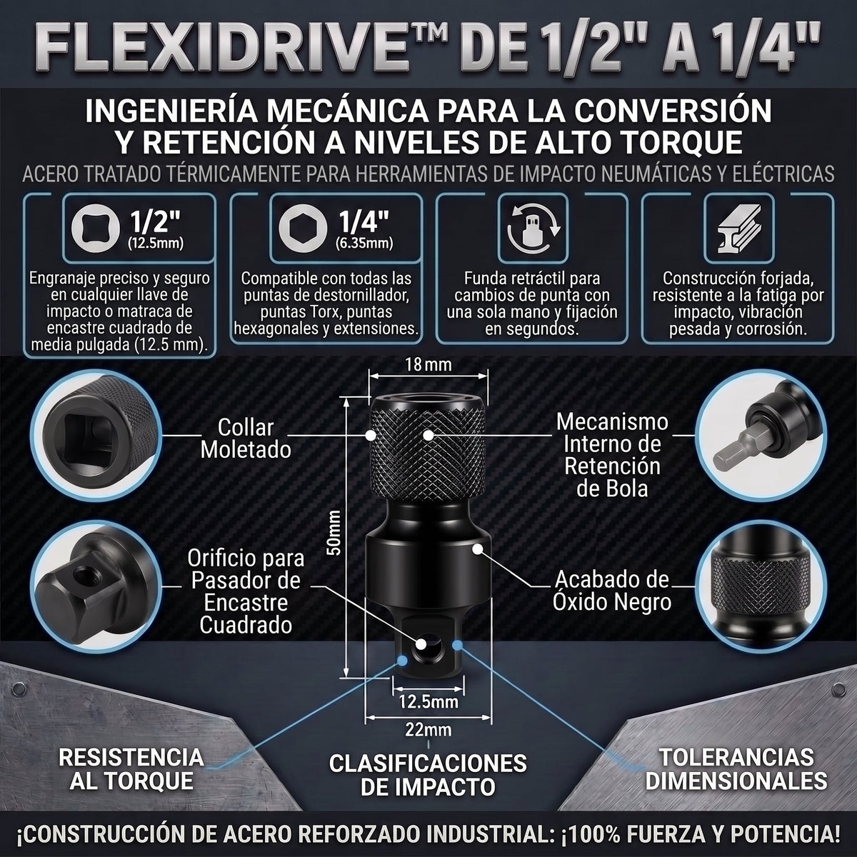FlexiDrive™ Adaptador de Taladro de Impacto 2x1