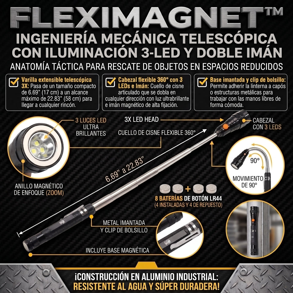 FlexiMagnet™ Linterna LED Magnética Telescópica Flexible 2