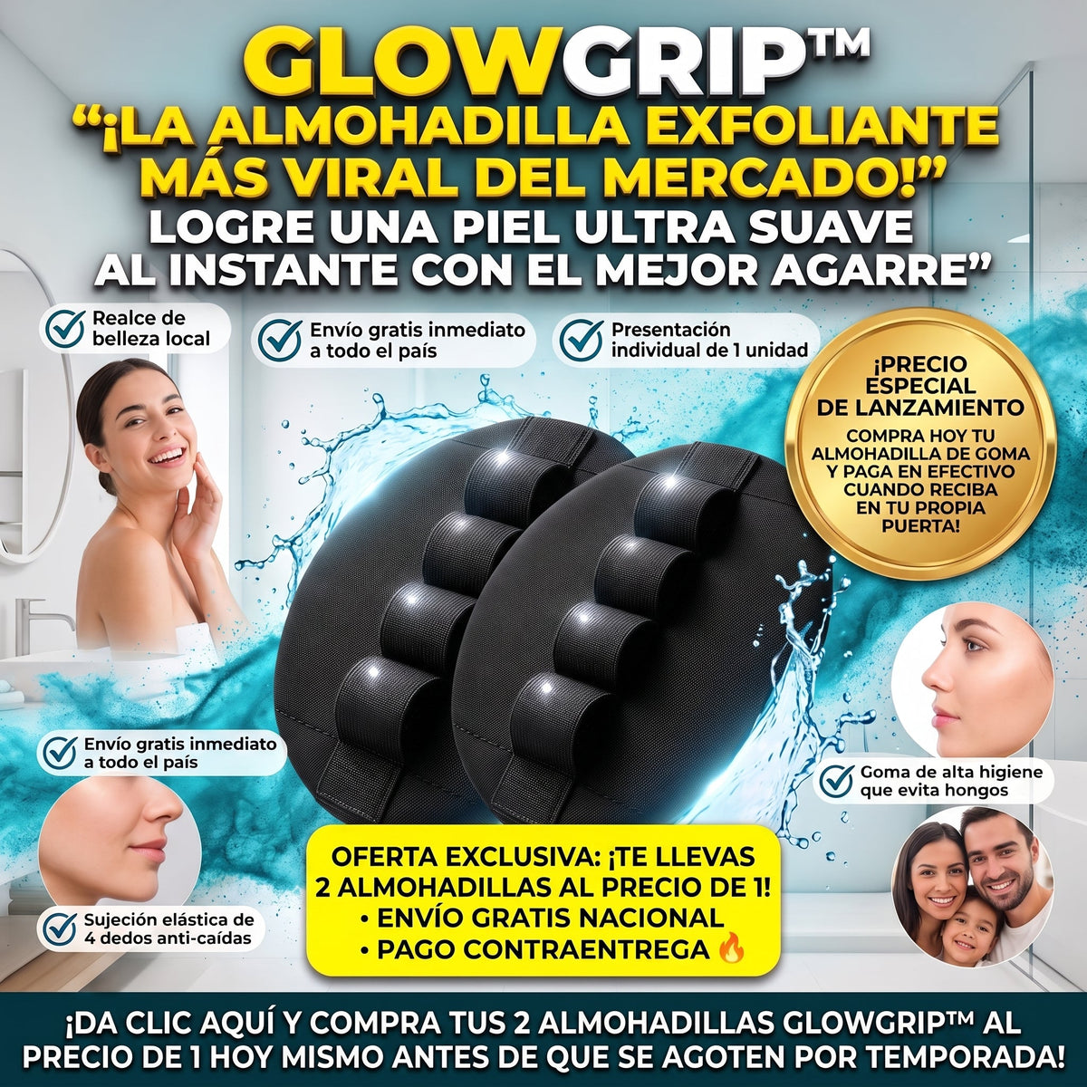 GlowGrip™ Guantes Exfoliantes de Goma Premium 2x1