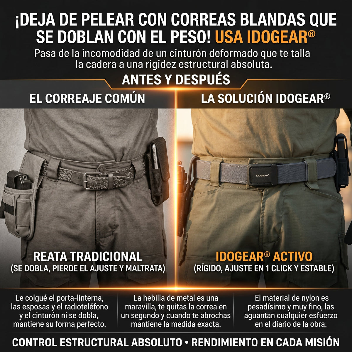 IDOGEAR® cinturón táctico rígido de trabajo pesado