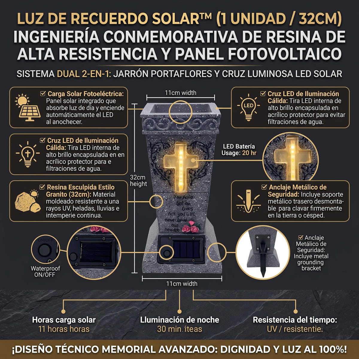 LUZ ETERNA™ Decoración conmemorativa para cementerio y jardín