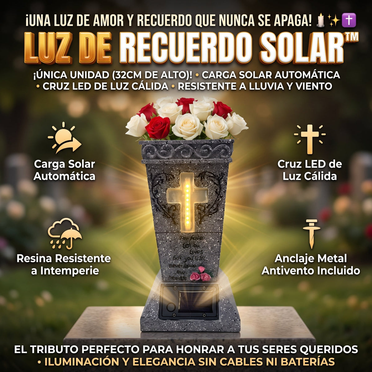 LUZ ETERNA™ Decoración conmemorativa para cementerio y jardín