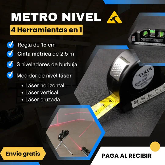 ProLáser FIXIT™ NIVEL + LASER + METRO + REGLA (4 en 1) : ¡Tus proyectos SIN ERRORES , SIN ESTRÉS! 1