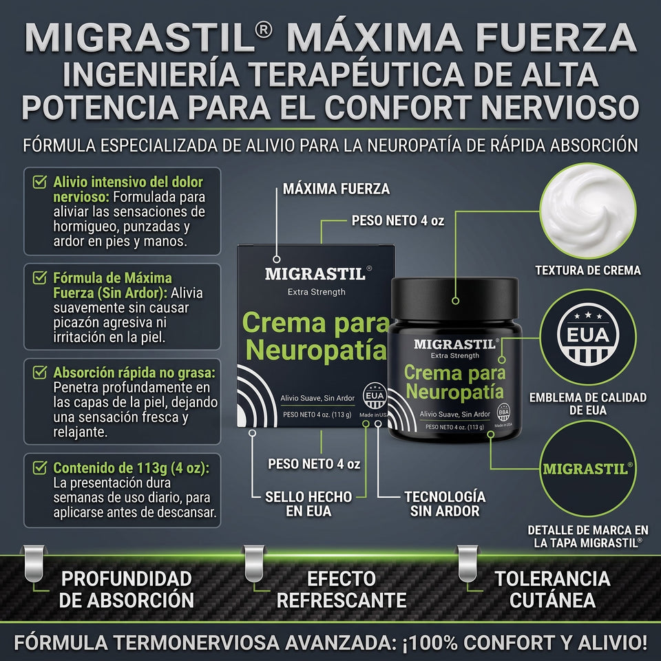 MIGRASTIL® Neuropathy Cream Alivio focalizado Contar El Dolor 3