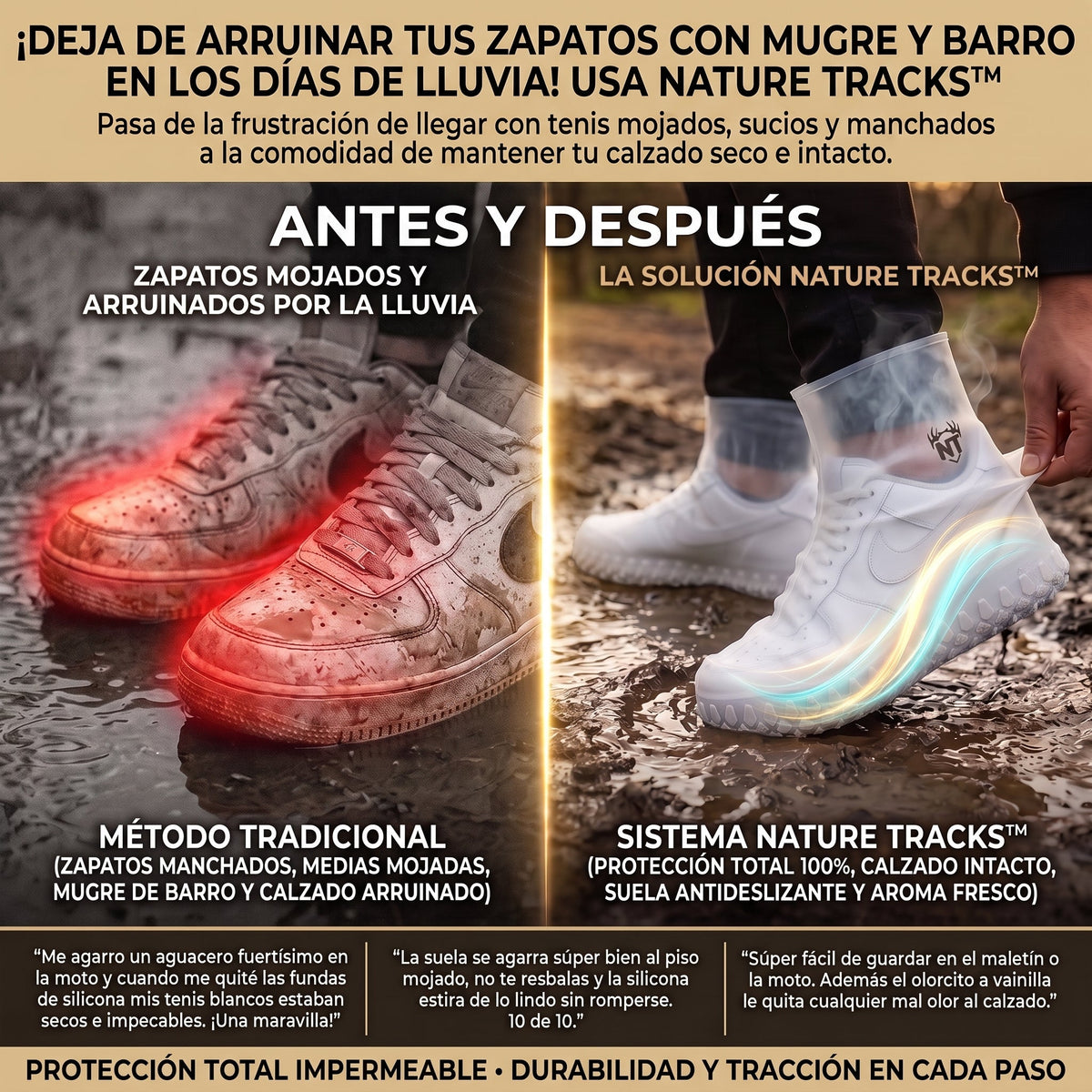 Nature Tracks™ Fundas Cubre-Calzado Impermeables de Silicona 2 POR 1