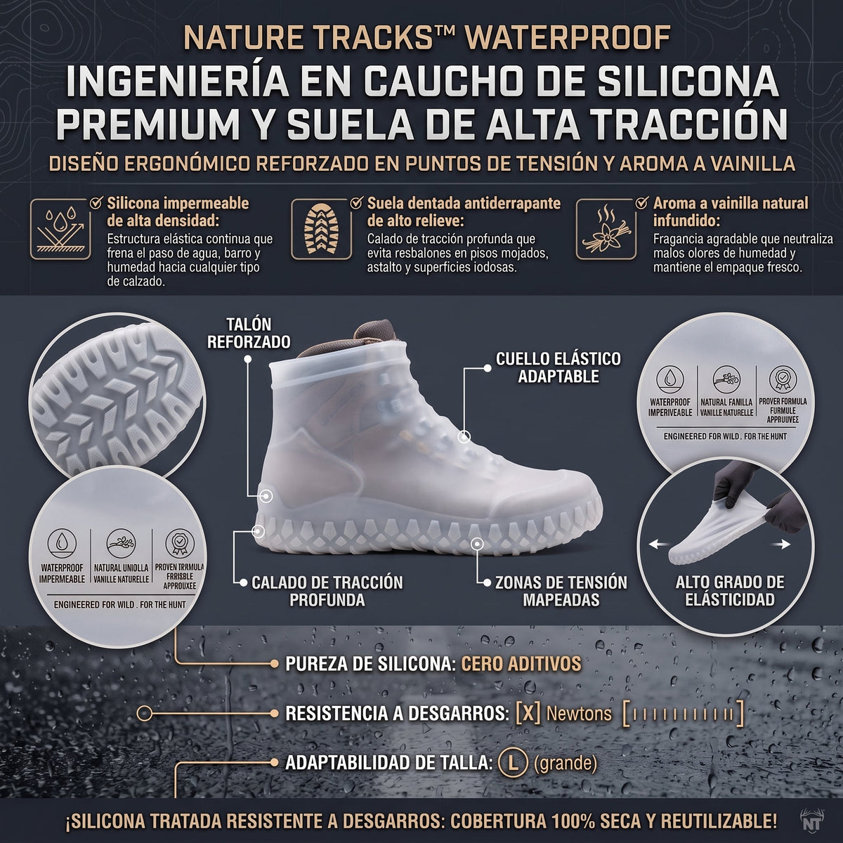 Nature Tracks™ Fundas Cubre-Calzado Impermeables de Silicona 2 POR 1