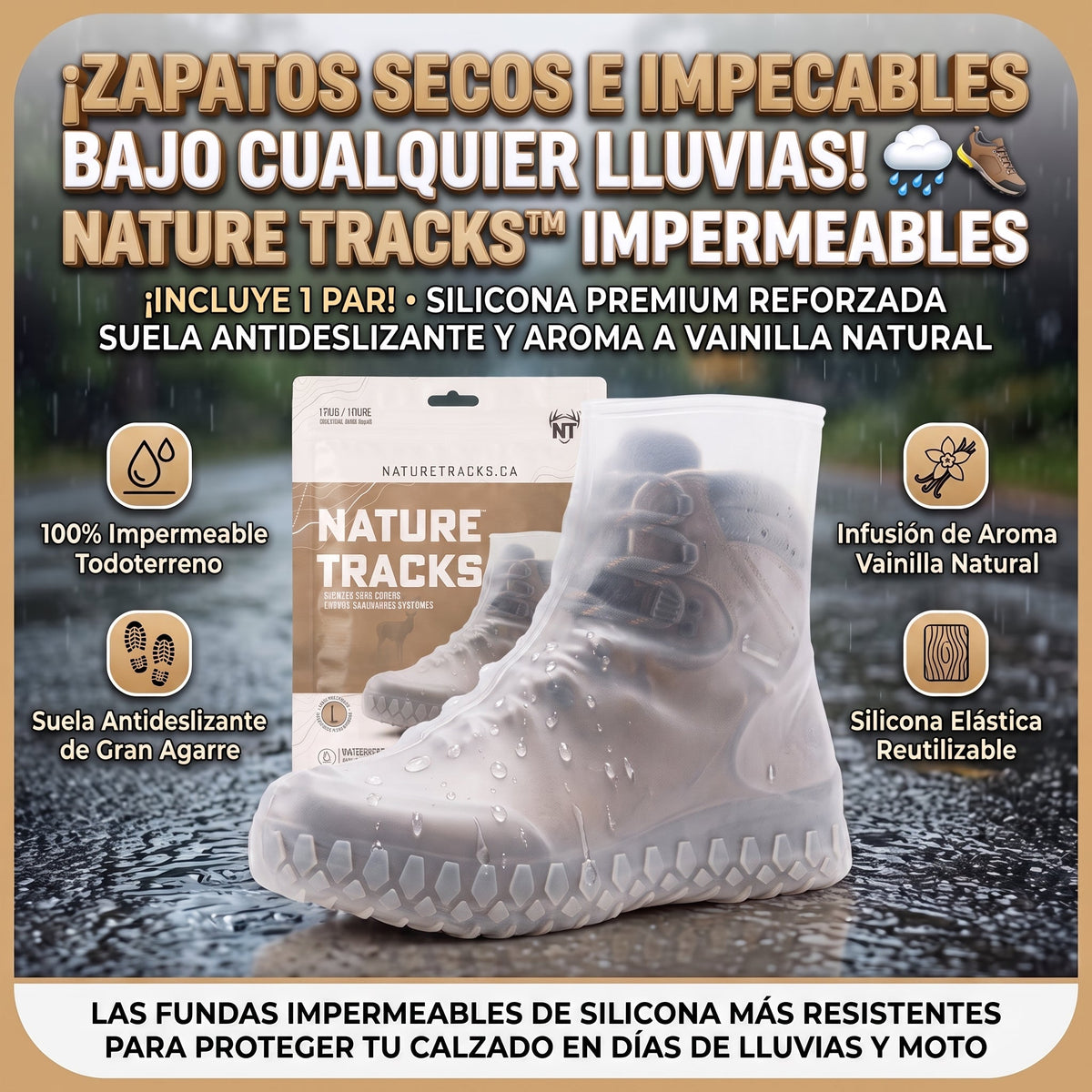 Nature Tracks™ Fundas Cubre-Calzado Impermeables de Silicona 2 POR 1