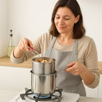 Olla freidora de 1,2L en acero inoxidable 304 alemán, compatible con cocinas de vitrocerámica e inducción 1