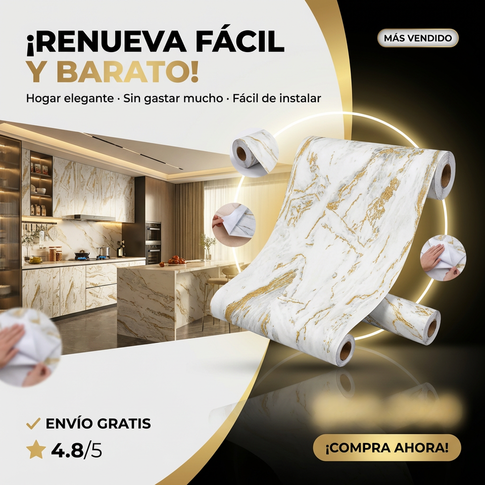 Papel Adhesivo Mármol Lleva 10m X 0,45m  (10 metros por El precio de 1)