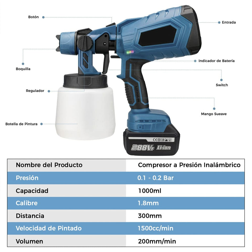 PISTOLA COMPRESOR DE PINTURA INALÁMBRICO TASBEL™ 220V 2